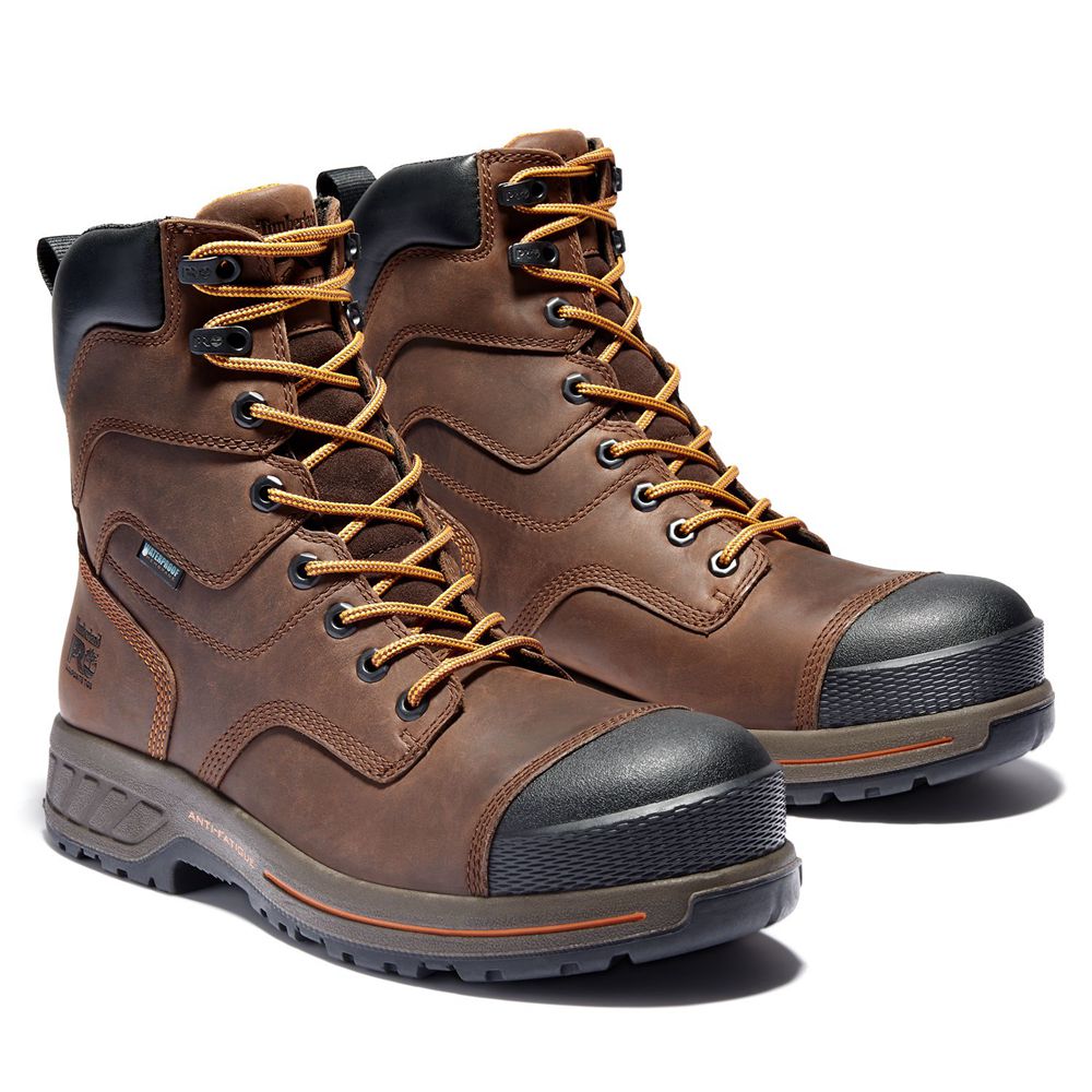 Bocanci De Muncă Timberland Barbati Maro/Negrii - Pro® Helix Hd 8\" Comp Toe - Romania - DLOJSC923